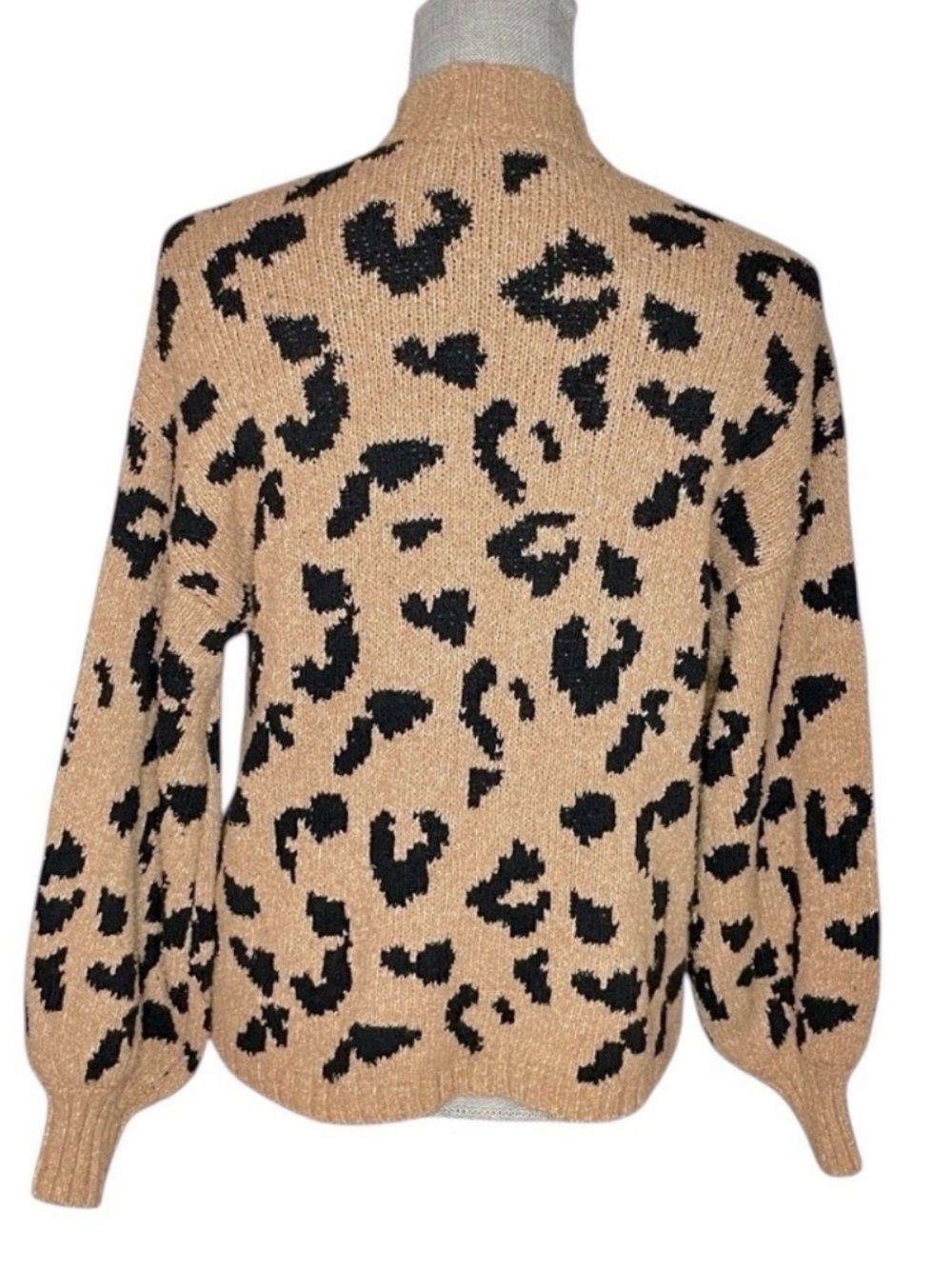 Abercrombie & Fitch Leopard Print Open Front Cardigan Sweater Tan Black XS - Picture 5 of 15